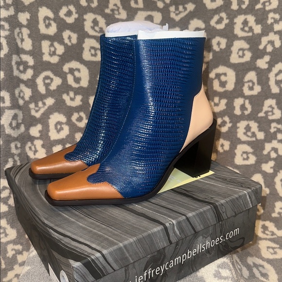 Jeffrey Campbell Calimity-L Heeled Boots in Brown Blue Lizard Beige 😍 New 🆕 😍😍 - Picture 5 of 17